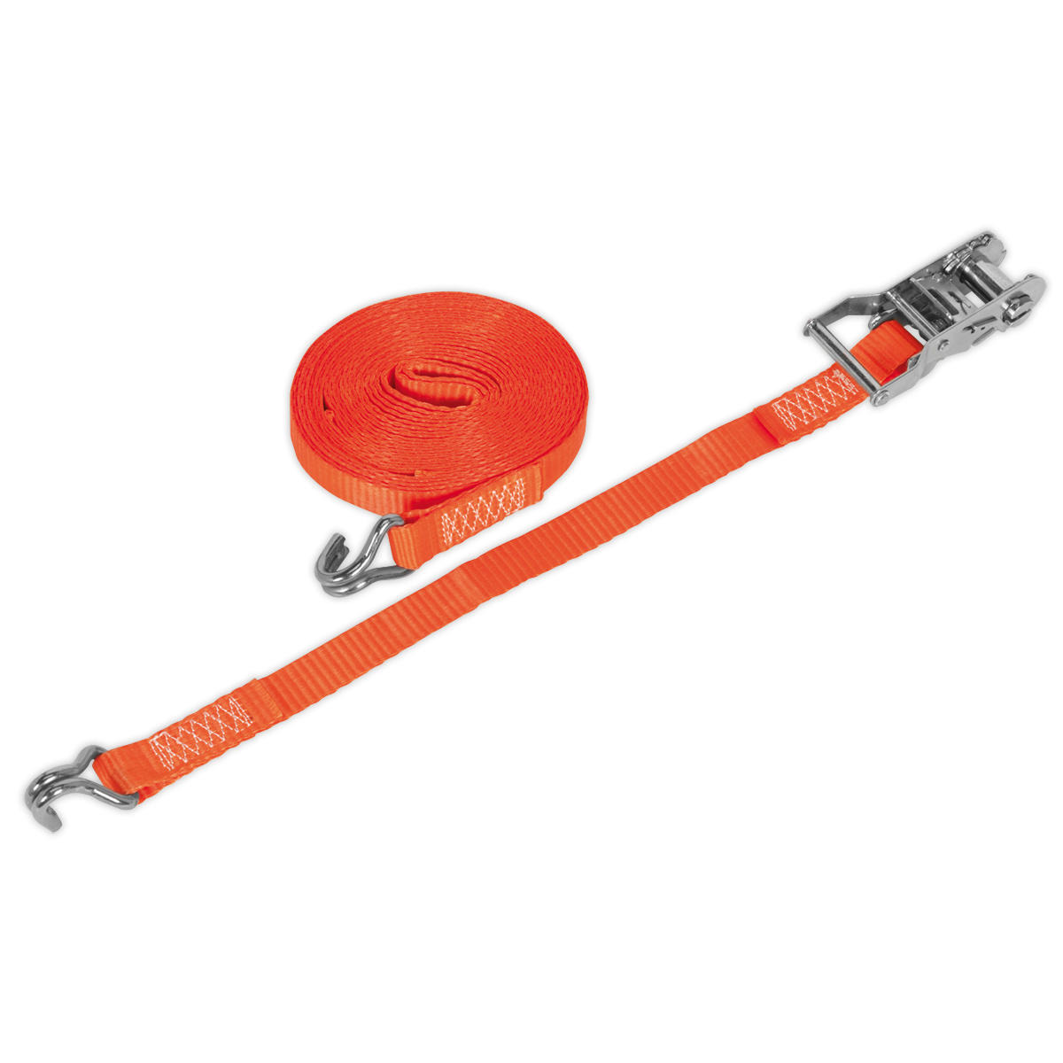 Sealey Ratchet Tie Down 25mm x 6m Polyester Webbing 1500kg- Orange TD1506J