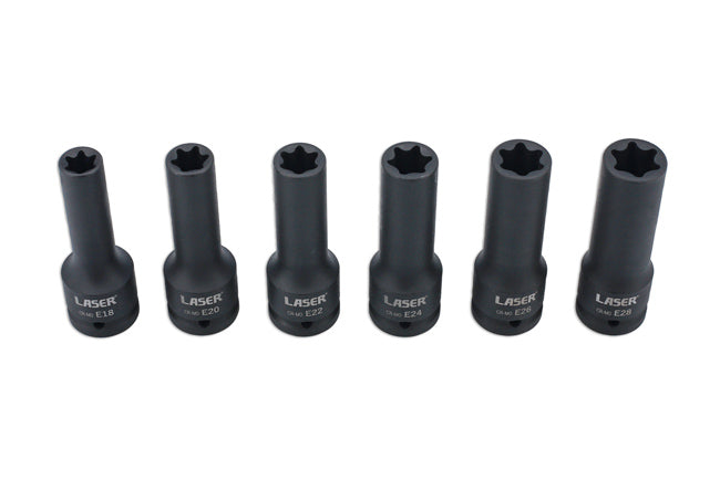 LASER 8940 Deep Impact E-Socket Set 3/4" Drive Chrome Molybdenum Steel 6 Pieces