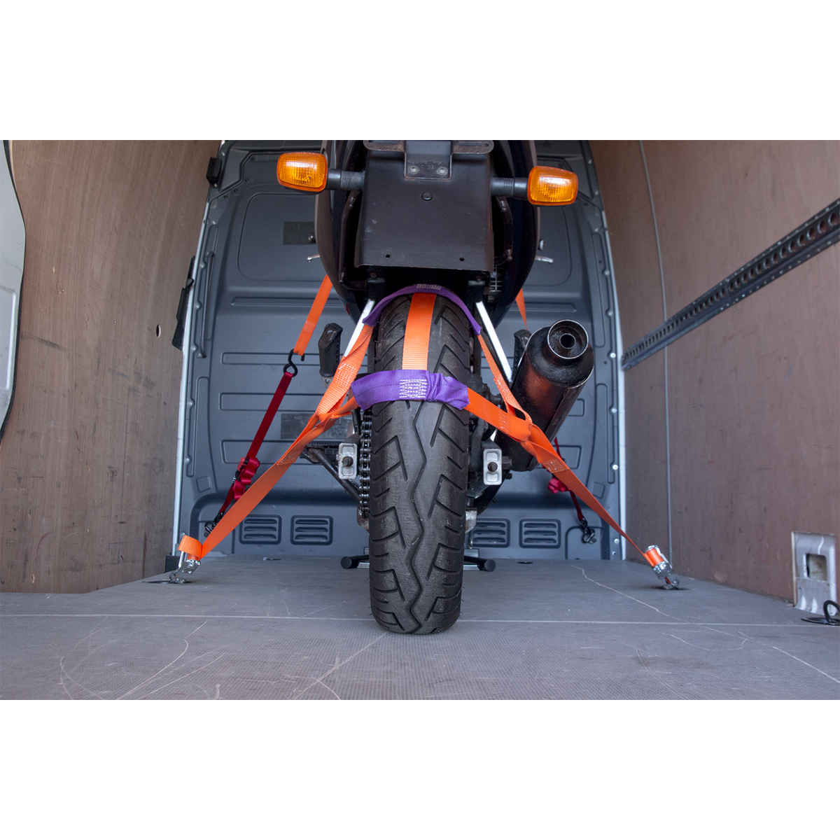 Sealey Tie Down For Motorcycle Rear Wheel - Polyester Webbing Orange TDMCRW