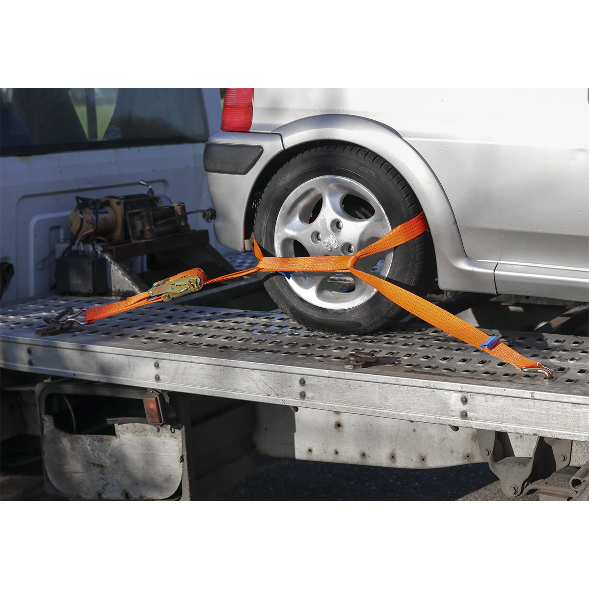 Sealey Car Transporter Ratchet Tie Down 50mm 3m Alloy Wheel Single 5000kg TDRWA