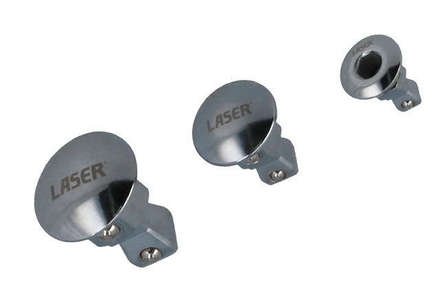 LASER 8944 Ratchet Spanner Adaptors With Wobble Function 3pc Chrome Molybdenum