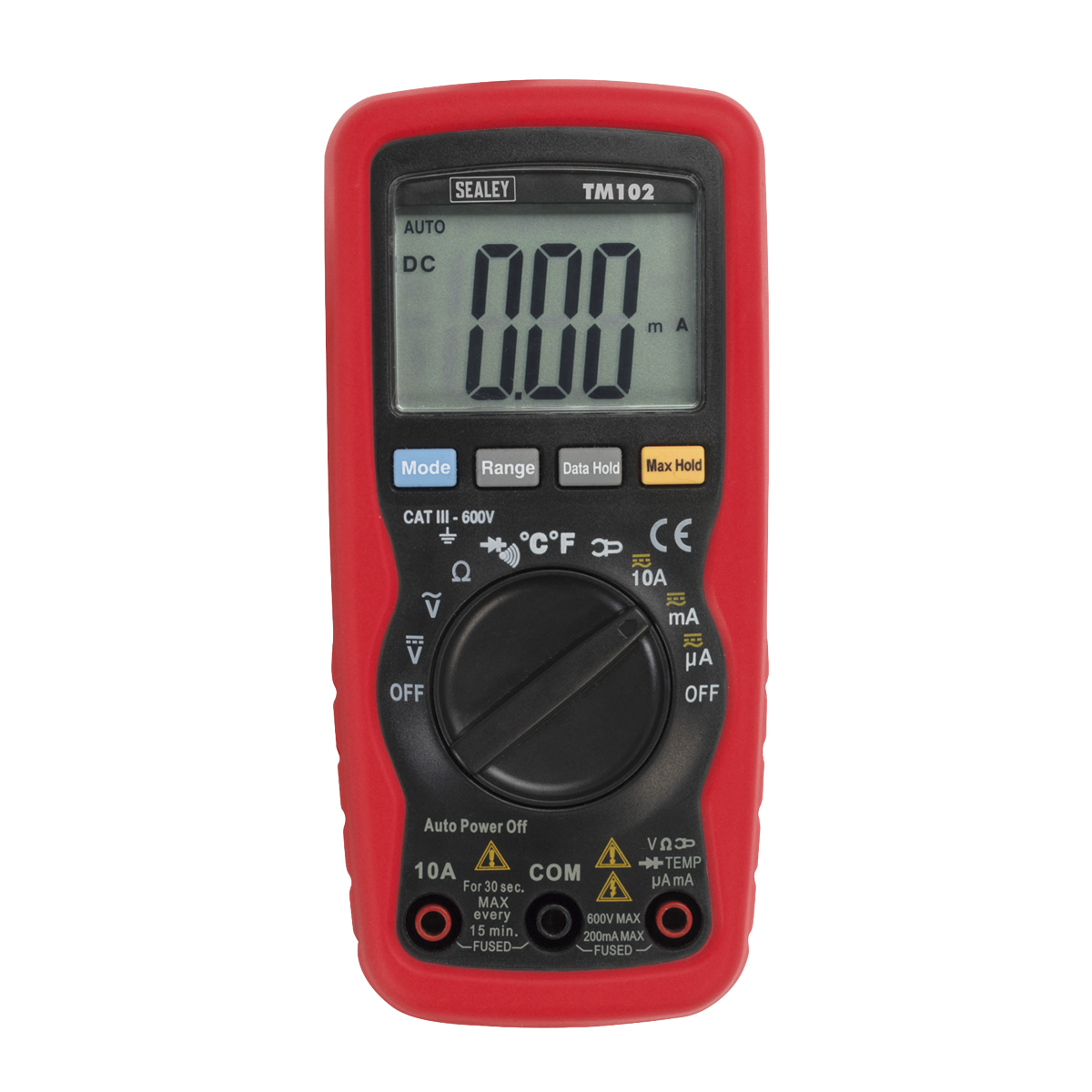 Sealey Professional Auto Ranging Digital Multimeter - 8 Function Red TM102