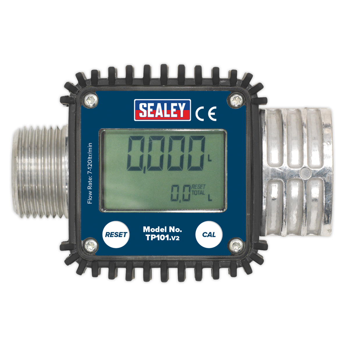 Sealey Digital Flow Meter With Robust Rubber Housing 4-Digit LCD Display TP101
