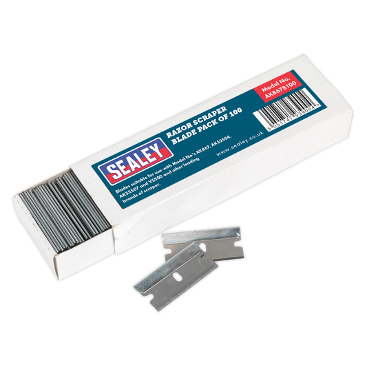 Sealey Razor Scraper Blade For AK867 AK5504 VS500 - Pack of 100 Pieces AK867B100