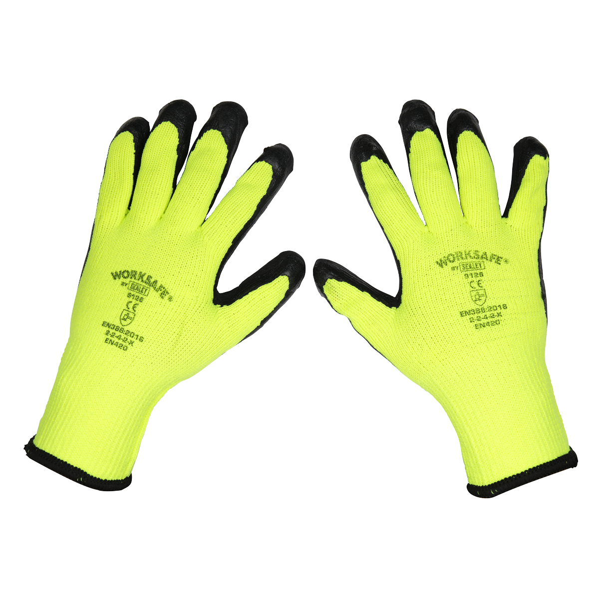 Sealey Thermal Super Grip Workshop Safety Work Gloves Size L - 6 Pairs TSP126/6