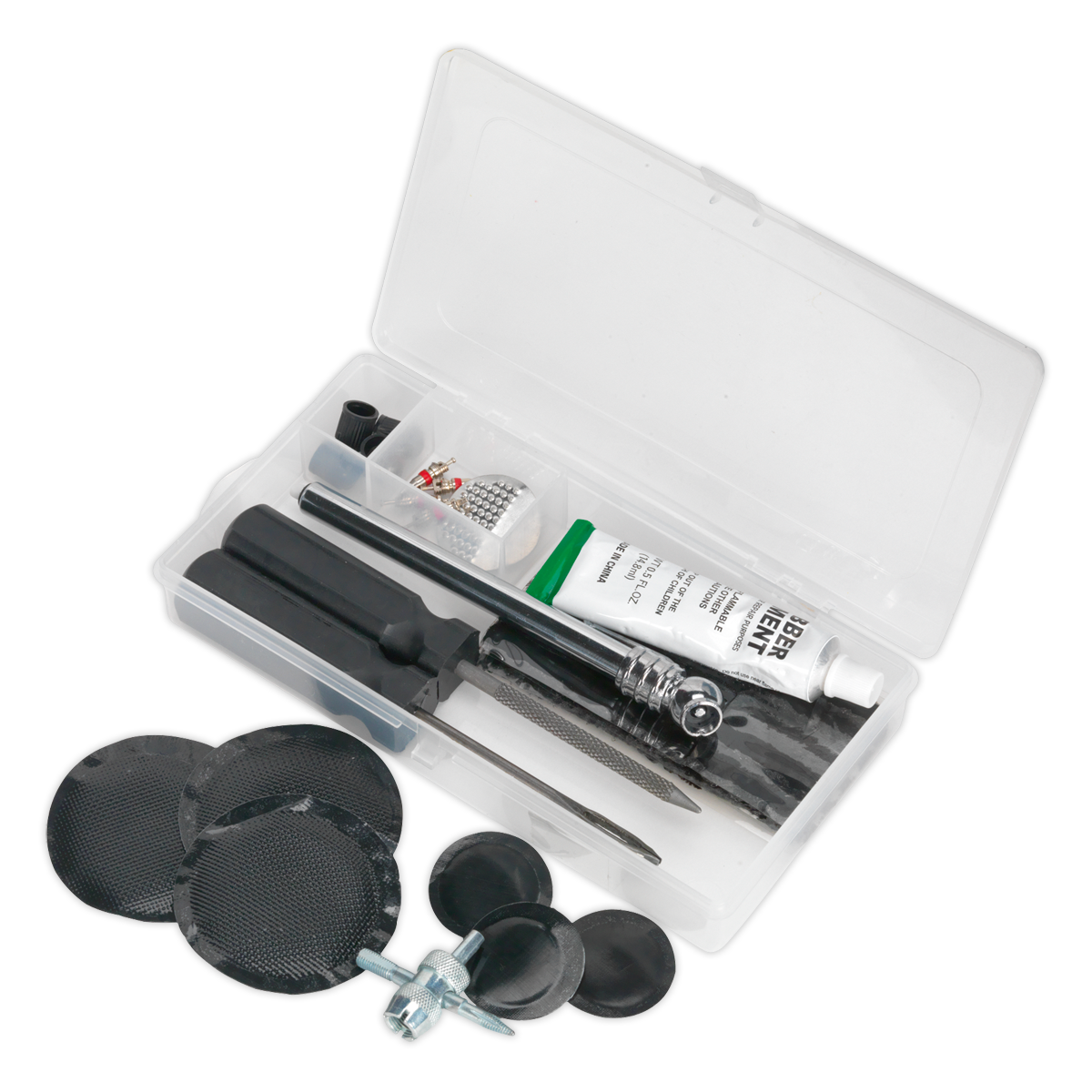 Sealey Temporary Puncture Repair & Service Kit With Tyre Pressure Gauge TST09