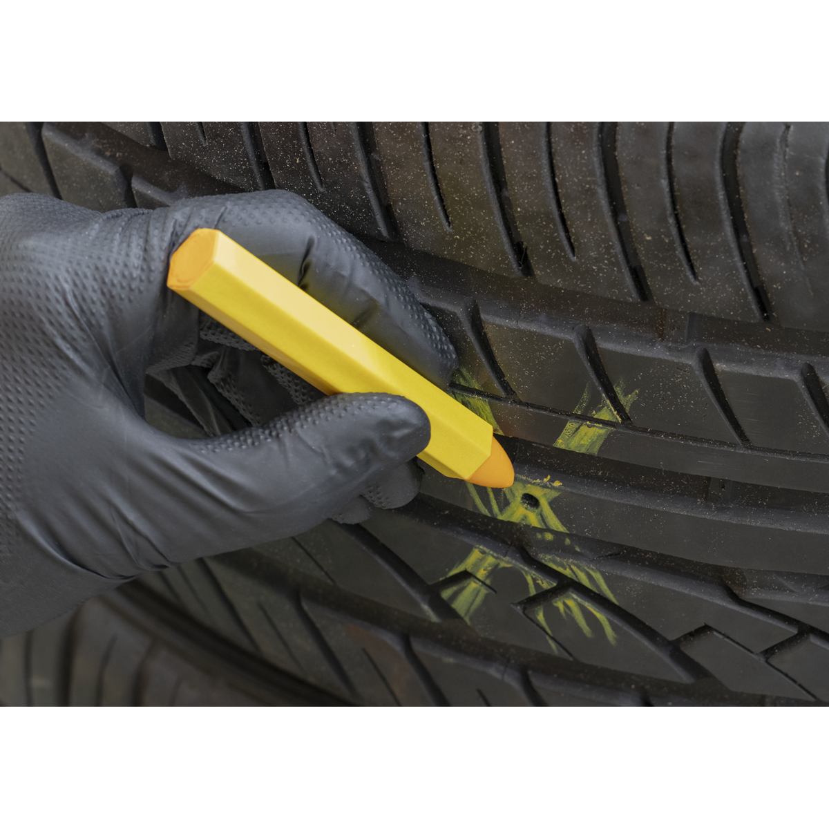 Sealey Tyre Marking Crayon 100mm Works on Any Surface - Yellow Pack Of 6 TST14