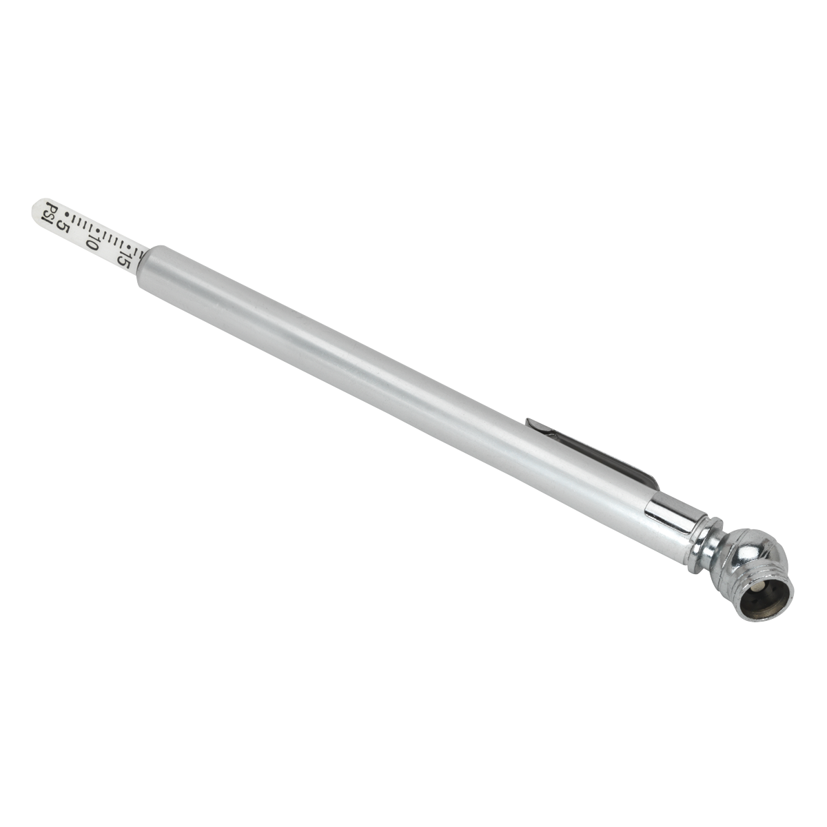 Sealey Tyre Pressure Gauge With Valve Deflator & Pocket-Clip - Silver TSTPG1
