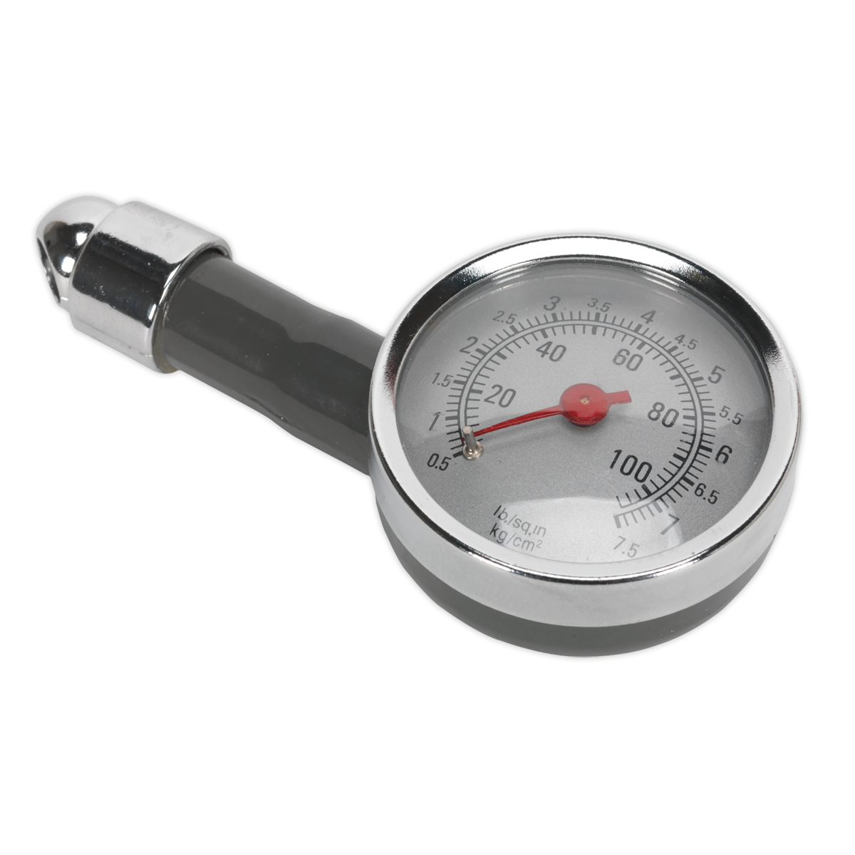 Sealey Dial Type Pressure Gauge With Offset Valve Connector 0-100 PSI TSTPG43