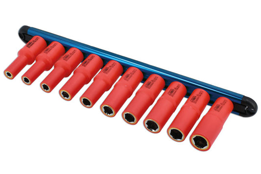 LASER 8988 Insulated Single Hex Deep Socket Set 10pc 6-15mm 3/8" Inch Drive