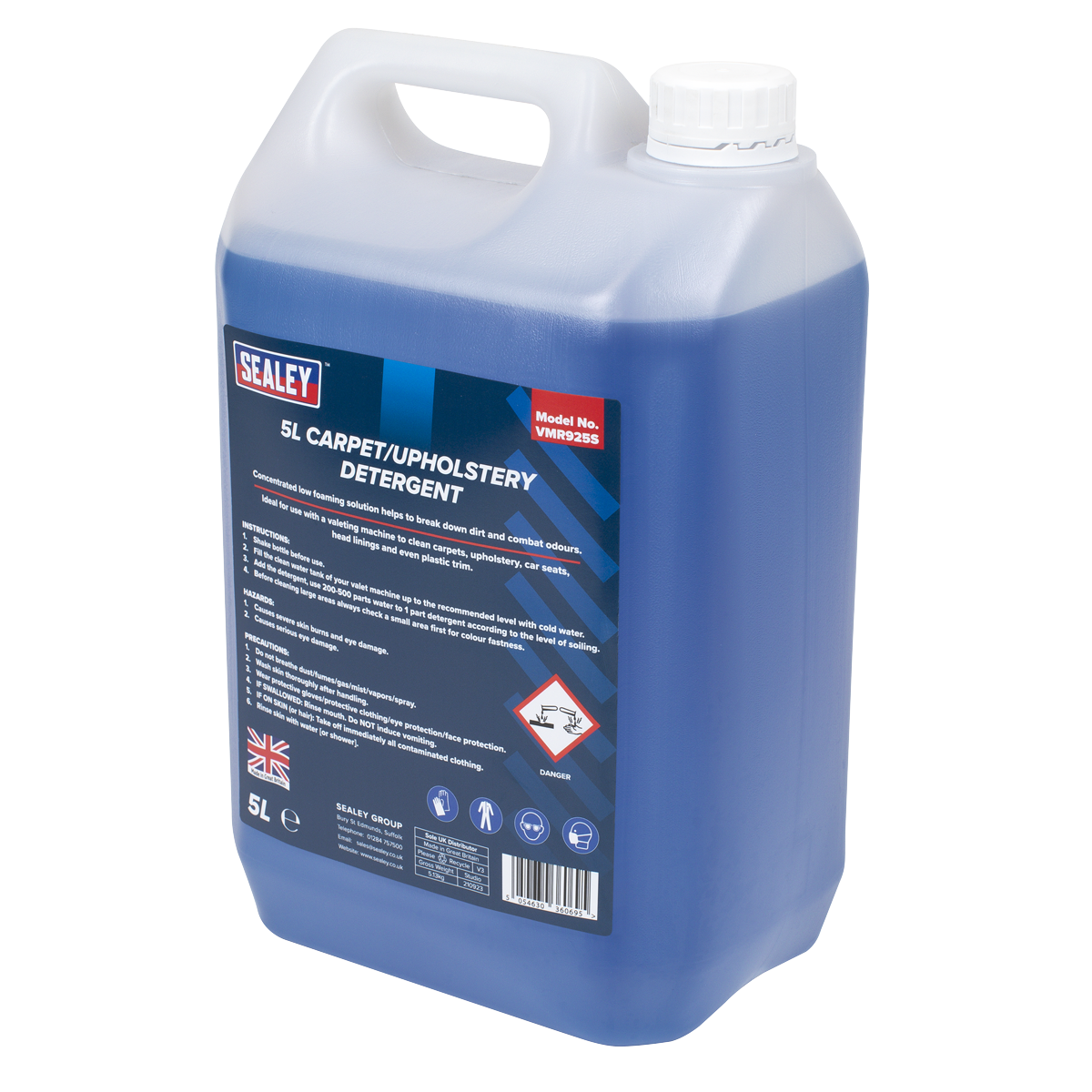 Sealey 5 Litres Carpet & Upholstery Detergent Cleaner For Valeting 5L VMR925S