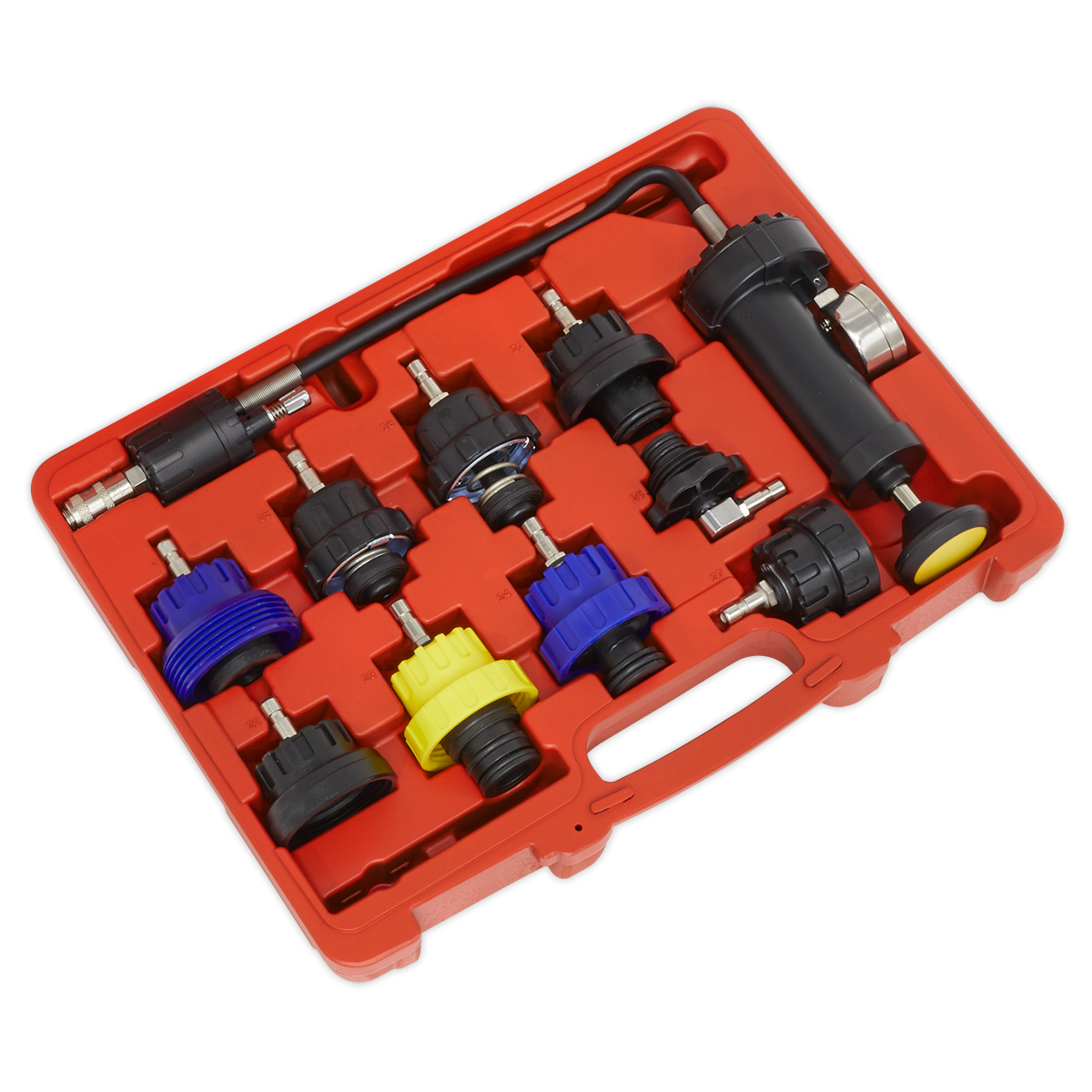 Sealey Cooling System Pressure Test Kit With Pressure Gauge 10 Pieces VS0013