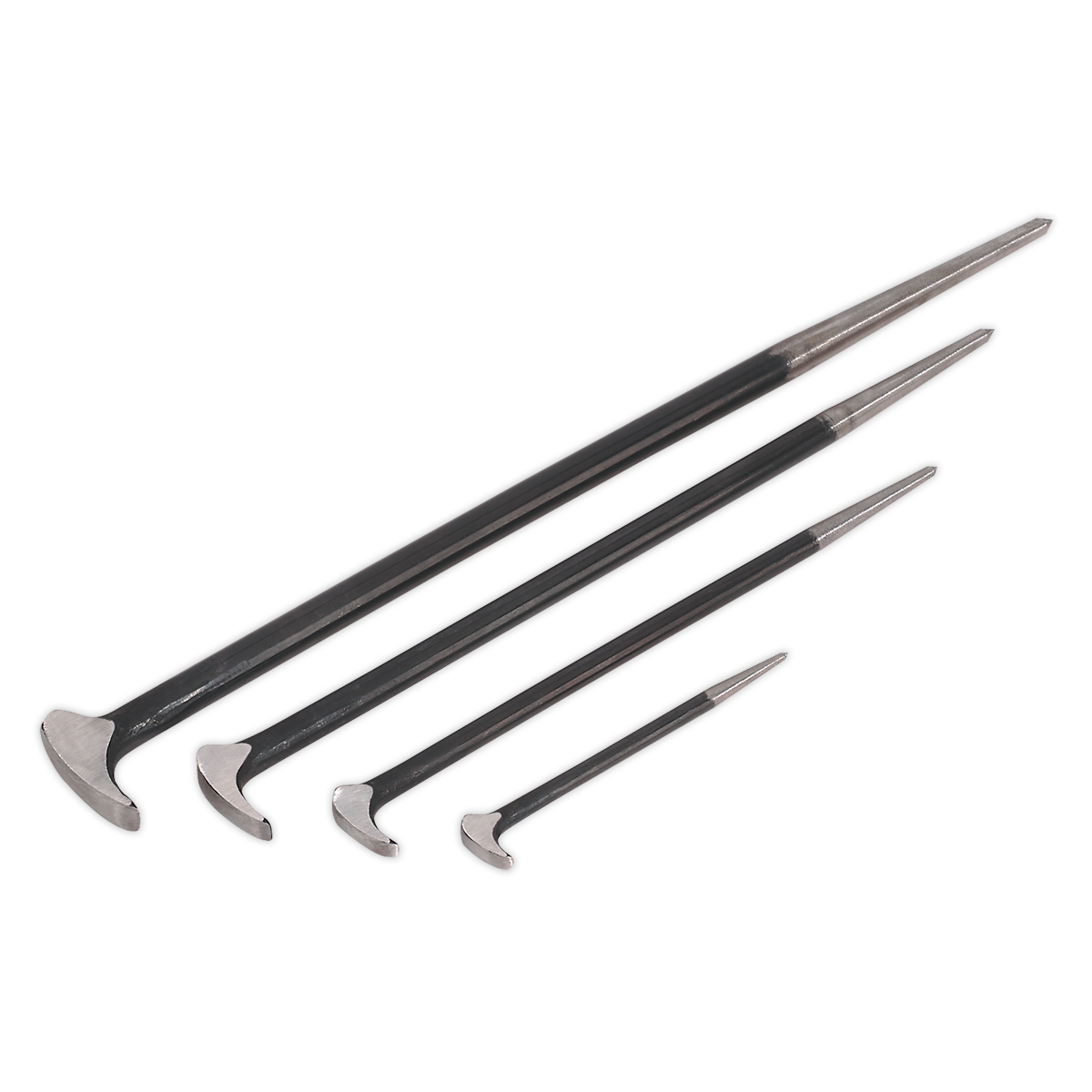 Sealey Heelbar Set 4 Pcs 150mm 200mm 410mm 510mm Drop-Forged Steel Shafts AK880