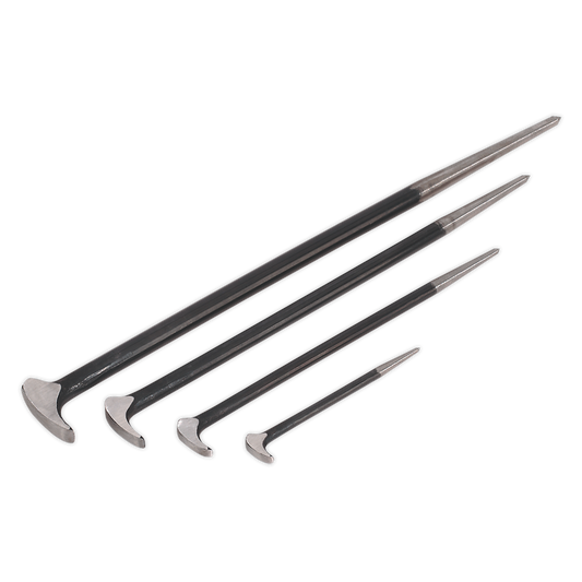 Sealey Heelbar Set 4 Pcs 150mm 200mm 410mm 510mm Drop-Forged Steel Shafts AK880