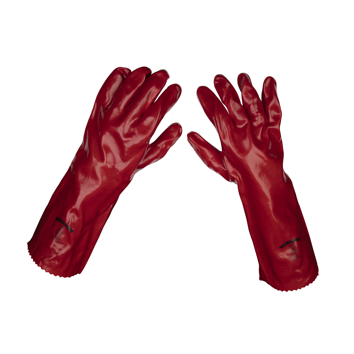 Sealey Red PVC Gauntlets 450mm Pack Of 12 Pairs Abrasion Protection 9114/12