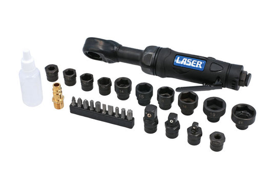 LASER 9016 Go Thru Air Ratchet Socket & Bit Set 227mm 10 Sockets Professional