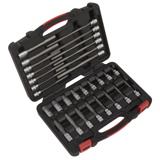 Sealey 3/8" Square Drive Hex Socket Bit Set Platinum Series 30 Pieces AK89000