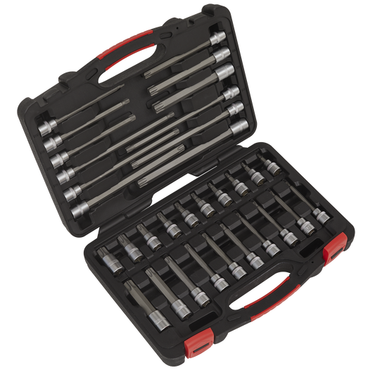 Sealey 3/8" Square Drive TRX-Star Socket Bit Set Chrome Plated 32pc AK89001