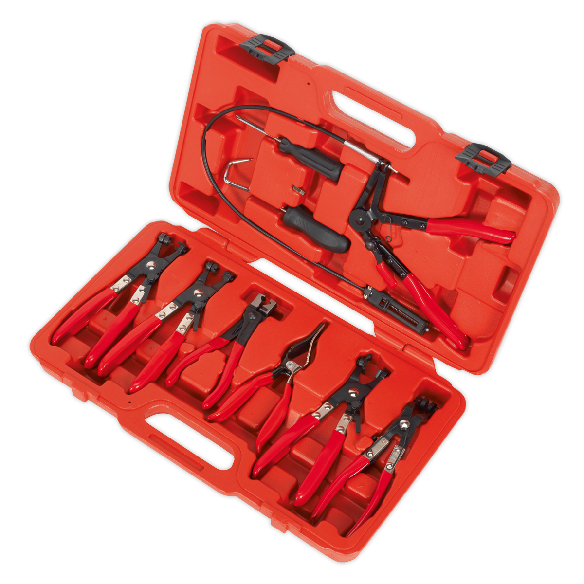 Sealey Hose Clamp Removal Tool Set Vinyl Dipped Handles 9 Pieces VS1662