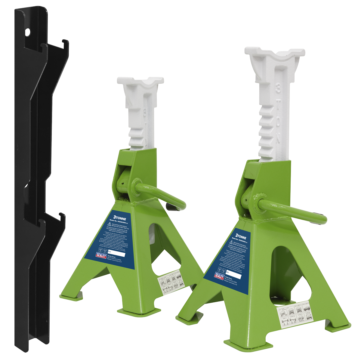 Sealey Axle Stand & Storage Rack Combo 3 Tonne Hi-Vis Green VS2003HVCOMBO