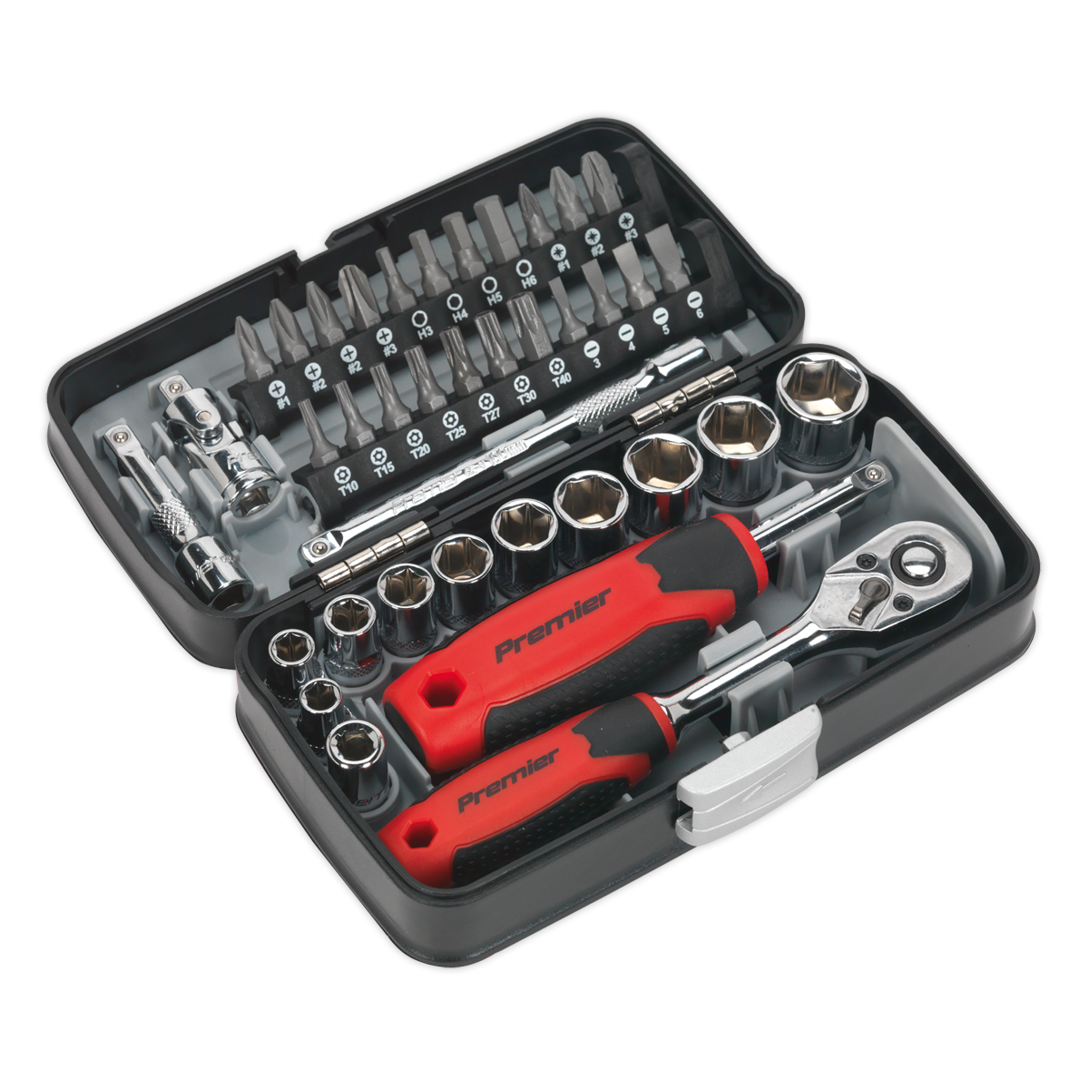 Sealey Socket & Bit Set Chrome Vanadium Steel 38 Pieces 1/4" Square Drive AK8945