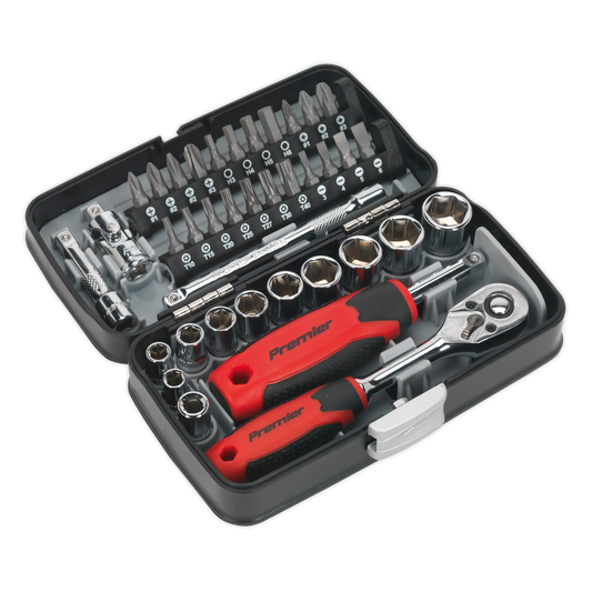 Sealey Socket & Bit Set Chrome Vanadium Steel 38 Pieces 1/4" Square Drive AK8945
