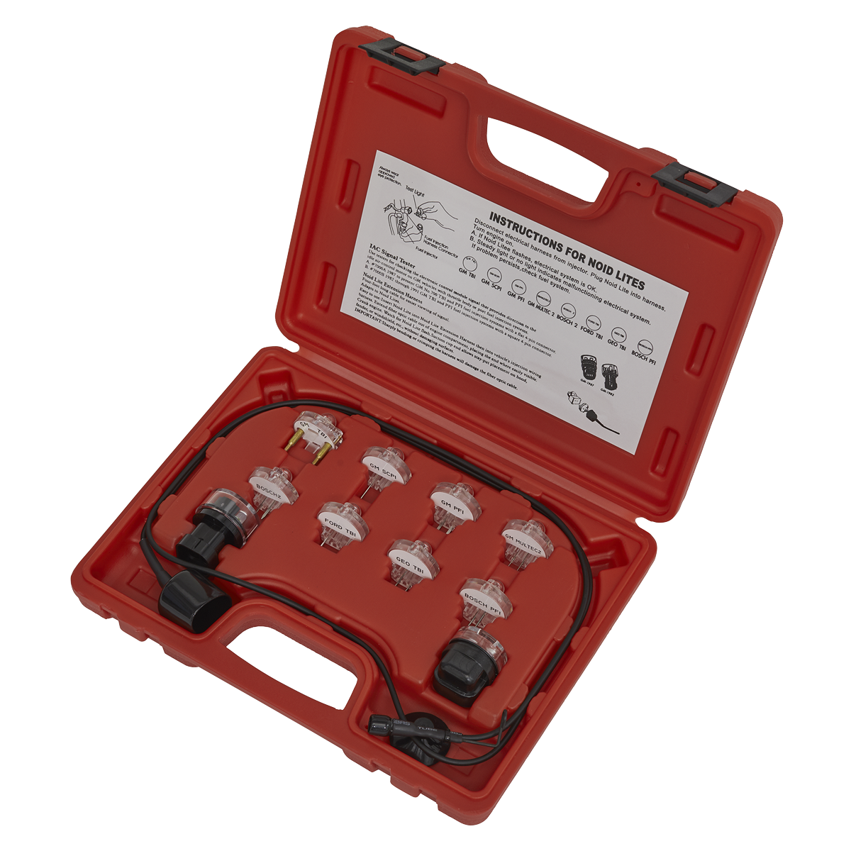 Sealey Noid Light/IAC Test Set Tester 1.3m Fibre Optic Cable 11 Pieces VS2131