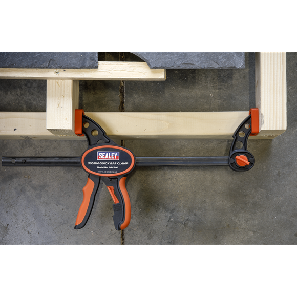Sealey 2 Pieces 300mm Quick Bar Clamp Spreader Set Heavy Duty TPR Grip QBC3002