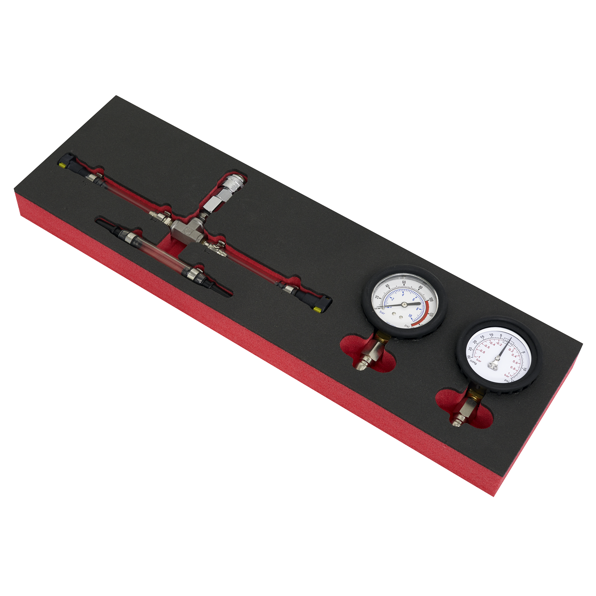 Sealey Fuel Pressure Gauge Set For Positive Negative Main Pressure Testing VS550