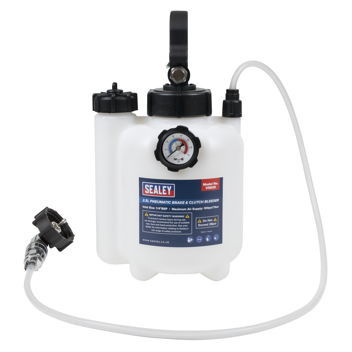 Sealey Pneumatic Brake & Clutch Bleeder Pressure Range 2.5L Reservoir VS830