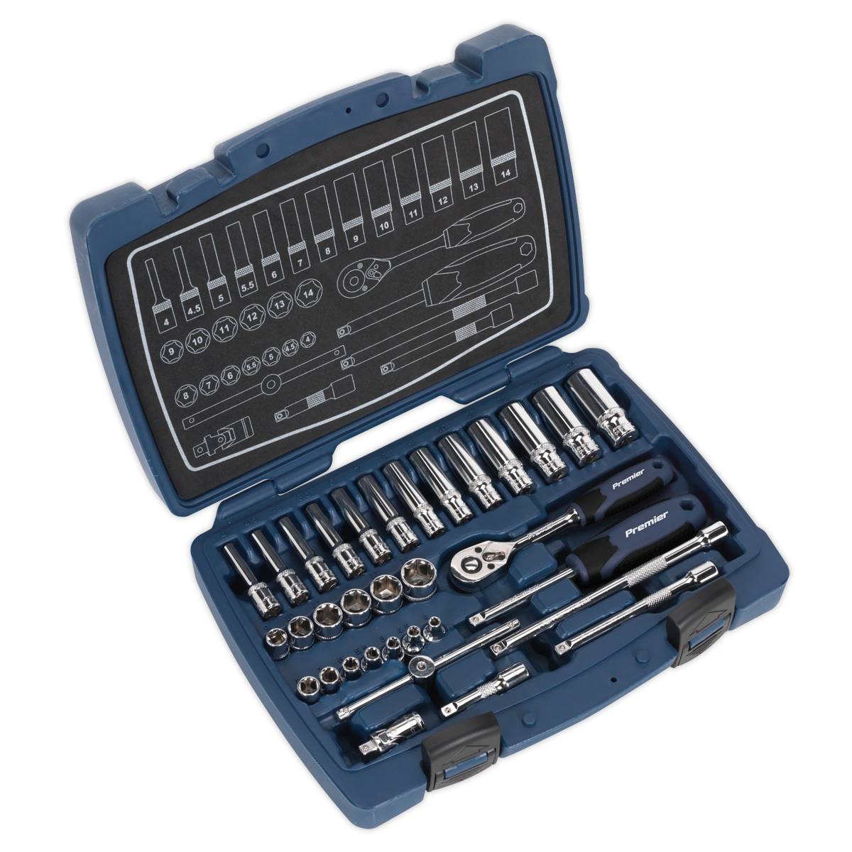 Sealey Socket Set 33 Pieces 1/4" Square Drive 6 Point WallDrive Metric AK8990