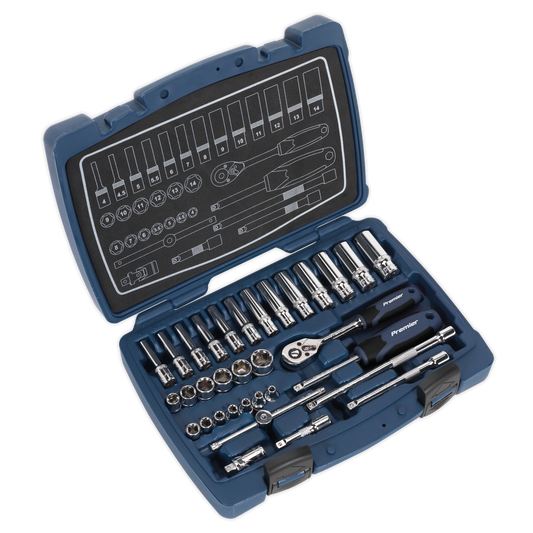 Sealey Socket Set 33 Pieces 1/4" Square Drive 6 Point WallDrive Metric AK8990