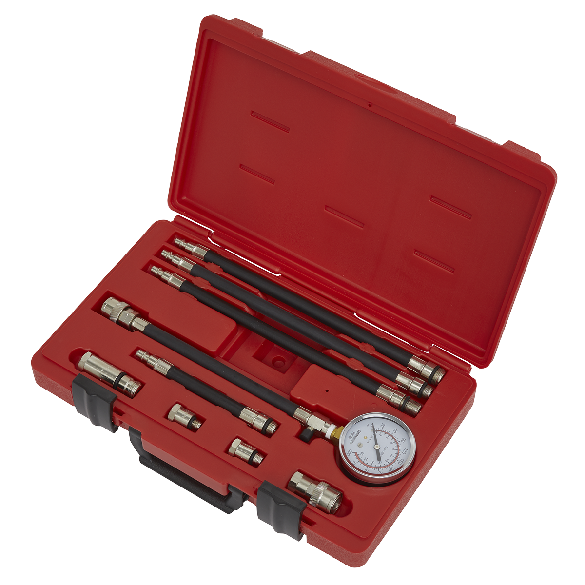 Sealey Petrol Compression Test Kit Fitted With 250mm Hose 10 Pieces VSE206