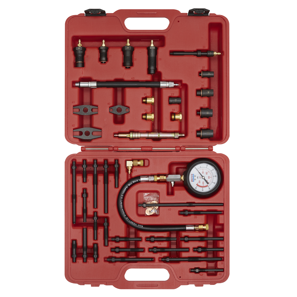 Sealey Petrol & Diesel - Master Compression Test Kit With 600PSI Gauge VSE3155