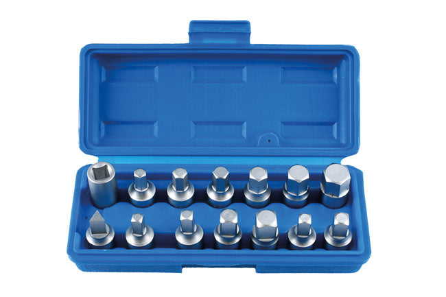 LASER 3175 14Pcs Oil Drain Plug Socket Set Wrench Inserts 3/8" Drive CRV Steel