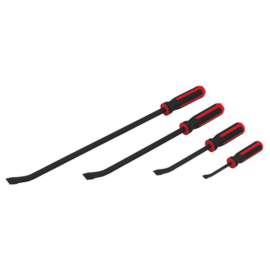 Sealey Angle Prybar Set With Hammer Cap 4 Pcs Heavy Duty Blackened Finish AK9105