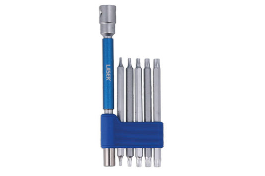 LASER 9115 Interchangeable 3-Way T-Handle Spinner & Star Bit Set 6pc Steel