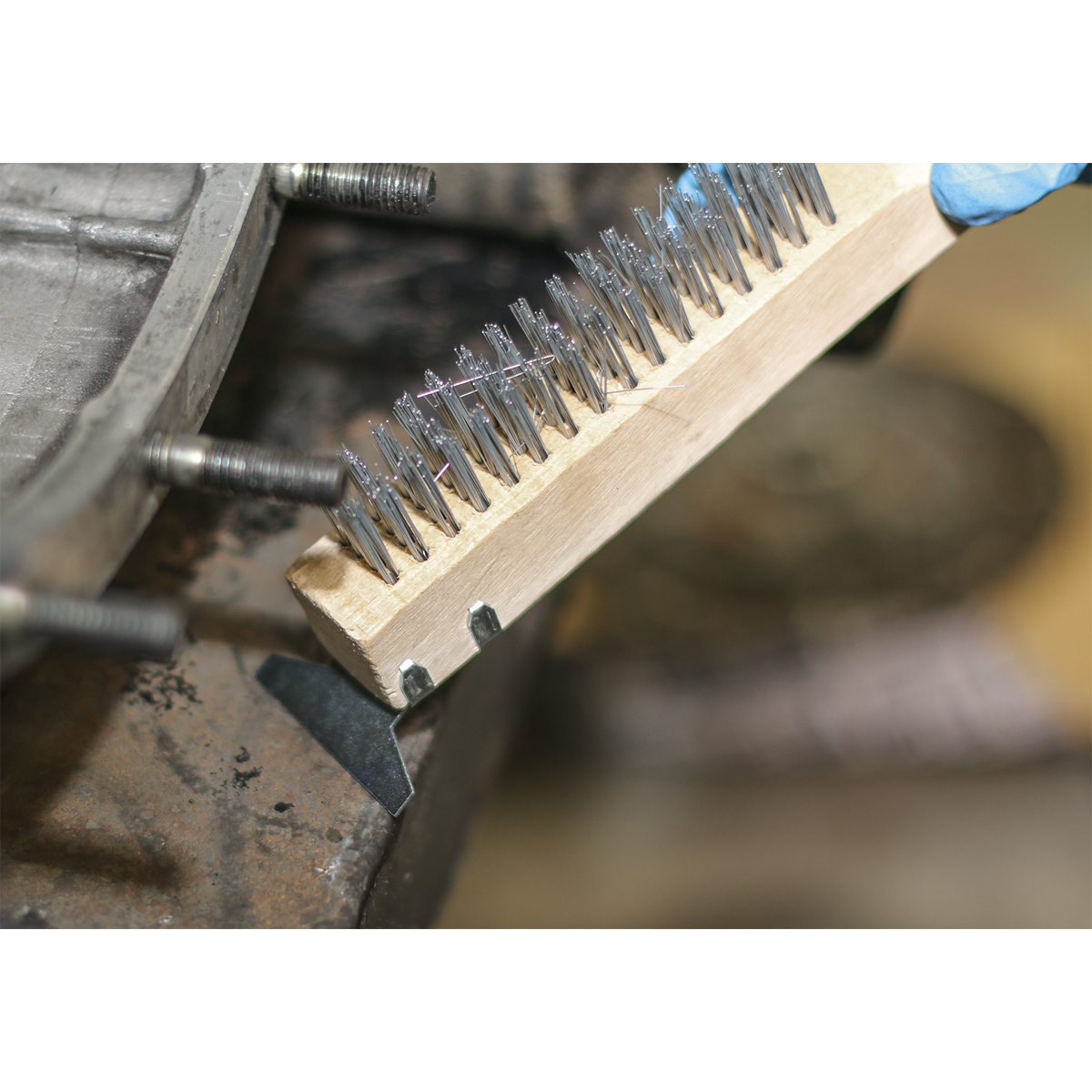 Sealey Engineers Wire Brush With Steel Fill & Scraper Wooden 260mm WB03
