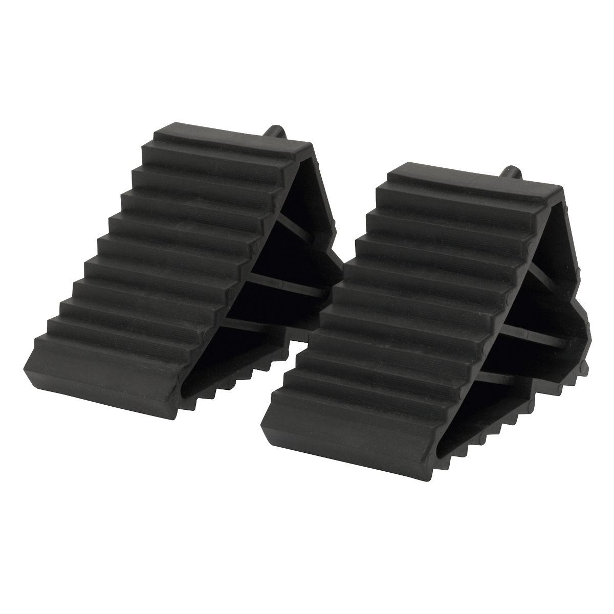 Sealey Composite Wheel Chocks 0.6kg x2 Brake Stopper Tyre Saver Wedge Block WC09