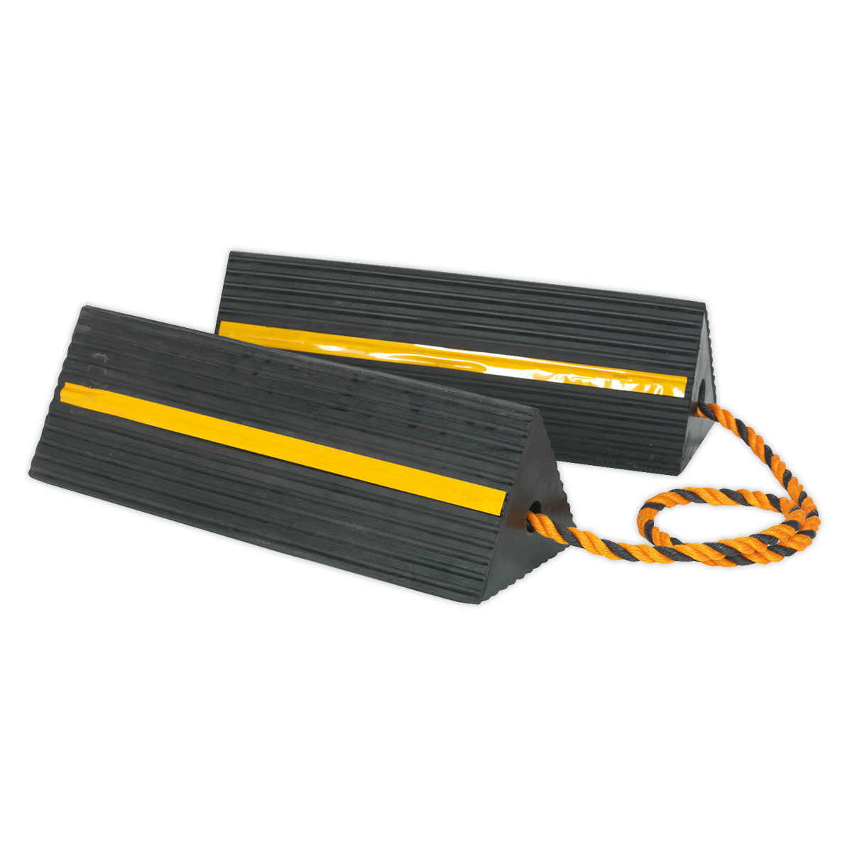 Sealey Heavy Duty Rubber Wheel Chocks 8kg x2 Brake Stopper Tyre Saver WC11