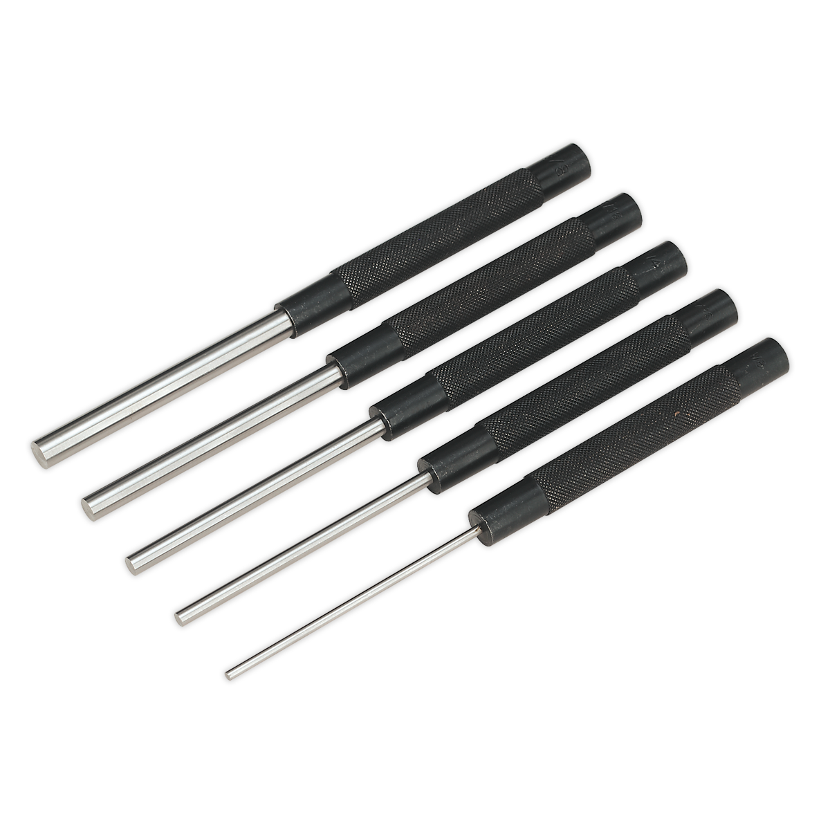 Sealey Parallel Pin Punch Set 5 Pieces Long Pattern Chemically Blackened AK9124