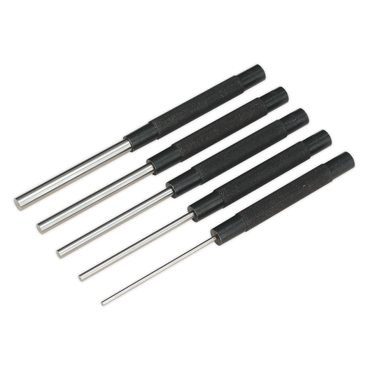 Sealey Parallel Pin Punch Set 5 Pieces Long Pattern Chemically Blackened AK9124