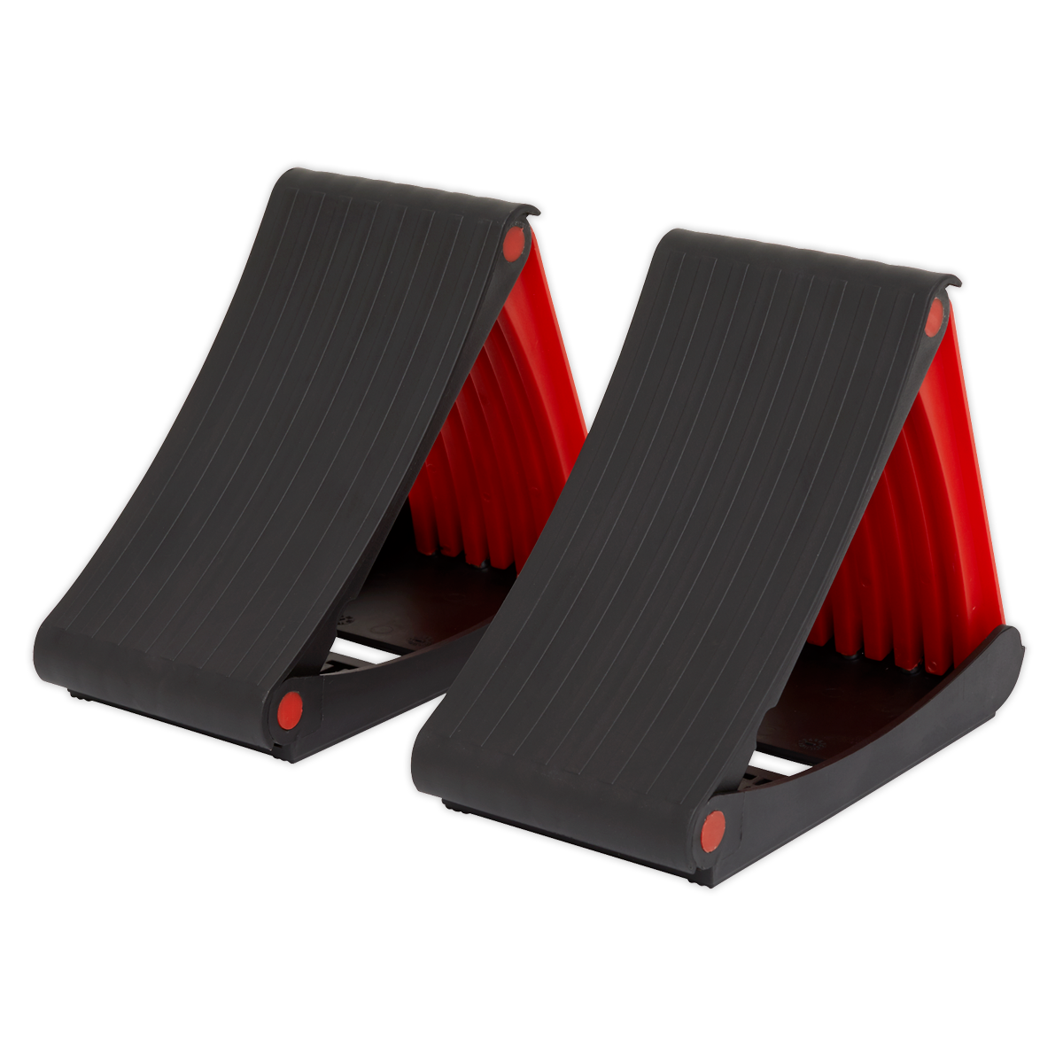 Sealey Wheel Chocks Compact Automotive Folding Brake x2 Flat Surface Only WCF01