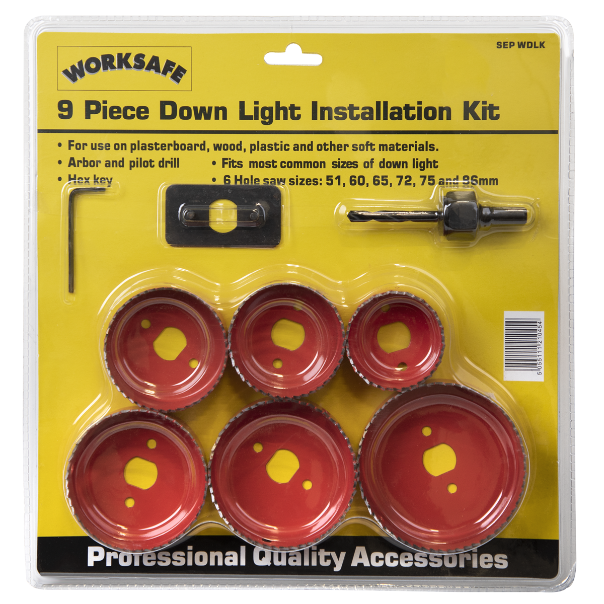 Sealey 9 Pieces Downlight Hole Saw Kit Fits Most Common Sizes - Red WDLK