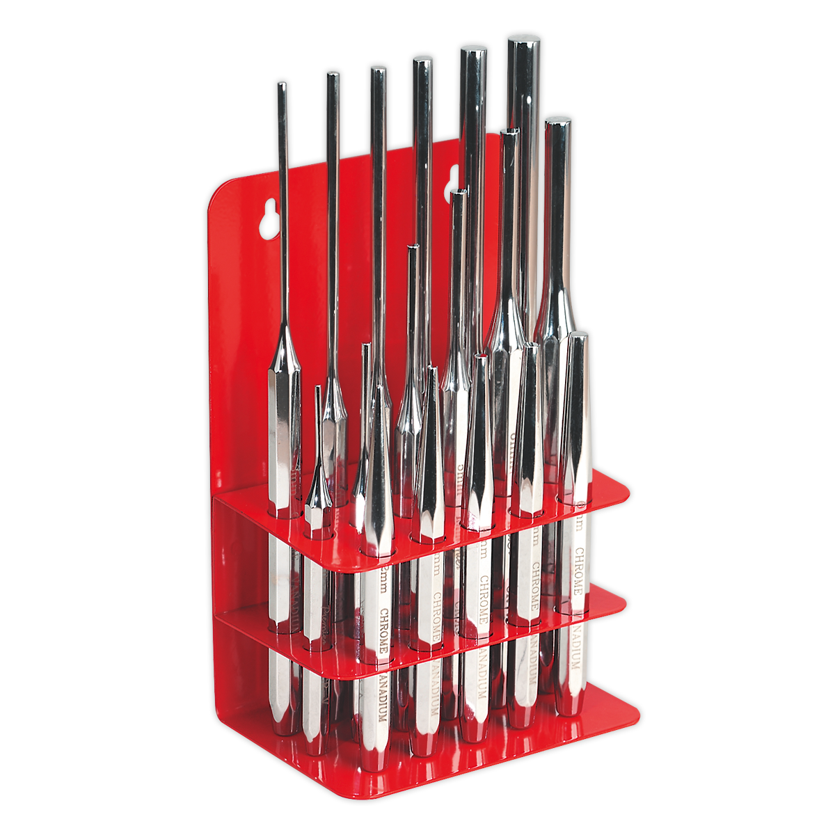 Sealey Punch Set 17 Pieces Mirror Polished Chrome Vanadium Steel AK9130
