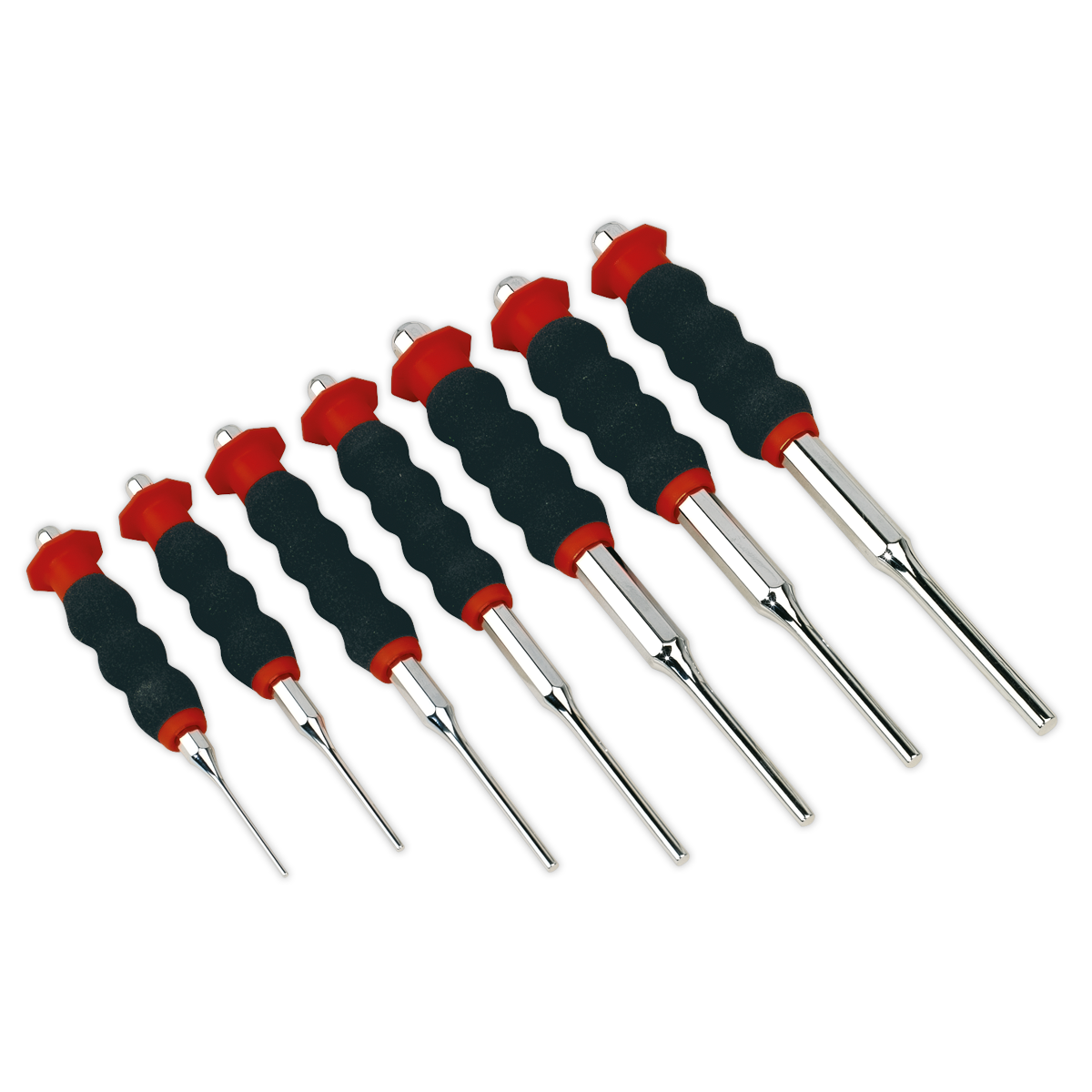 Sealey 7 Piece 2-8mm Parallel Pin Punch Set Mirror Polished Chrome Finish AK9131