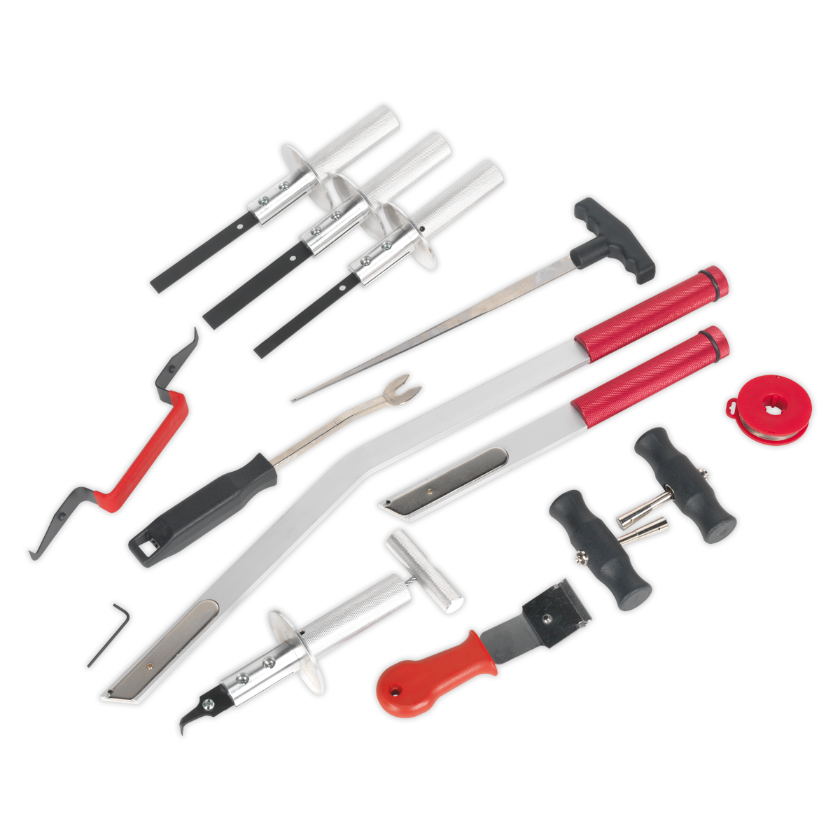 Sealey Windscreen Removal Tool Kit Durable Lightweight Design 14 Pieces WK14