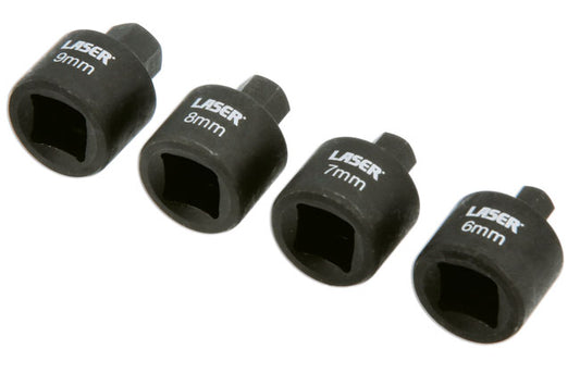 LASER 9153 Screwdriver Stubby Hex Bit Socket Set 3/8" Drive 24mm Length S2 Steel