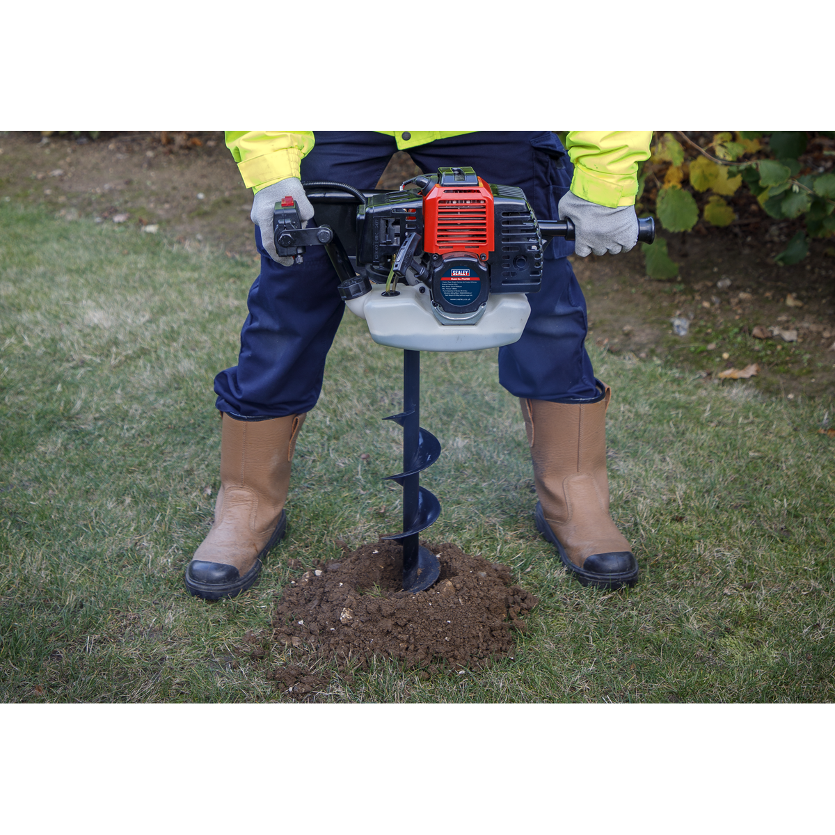 Sealey Petrol Earth Auger 2-Stroke 1.2 Litres Fuel Tank 52CC 2HP Motor PHA100
