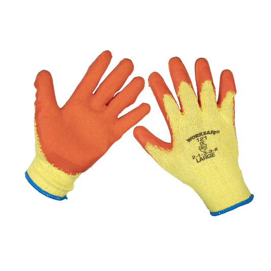 Sealey Super Grip Knitted Gloves Latex Palm Large (L) Pack of 12 Pairs 9121L/12